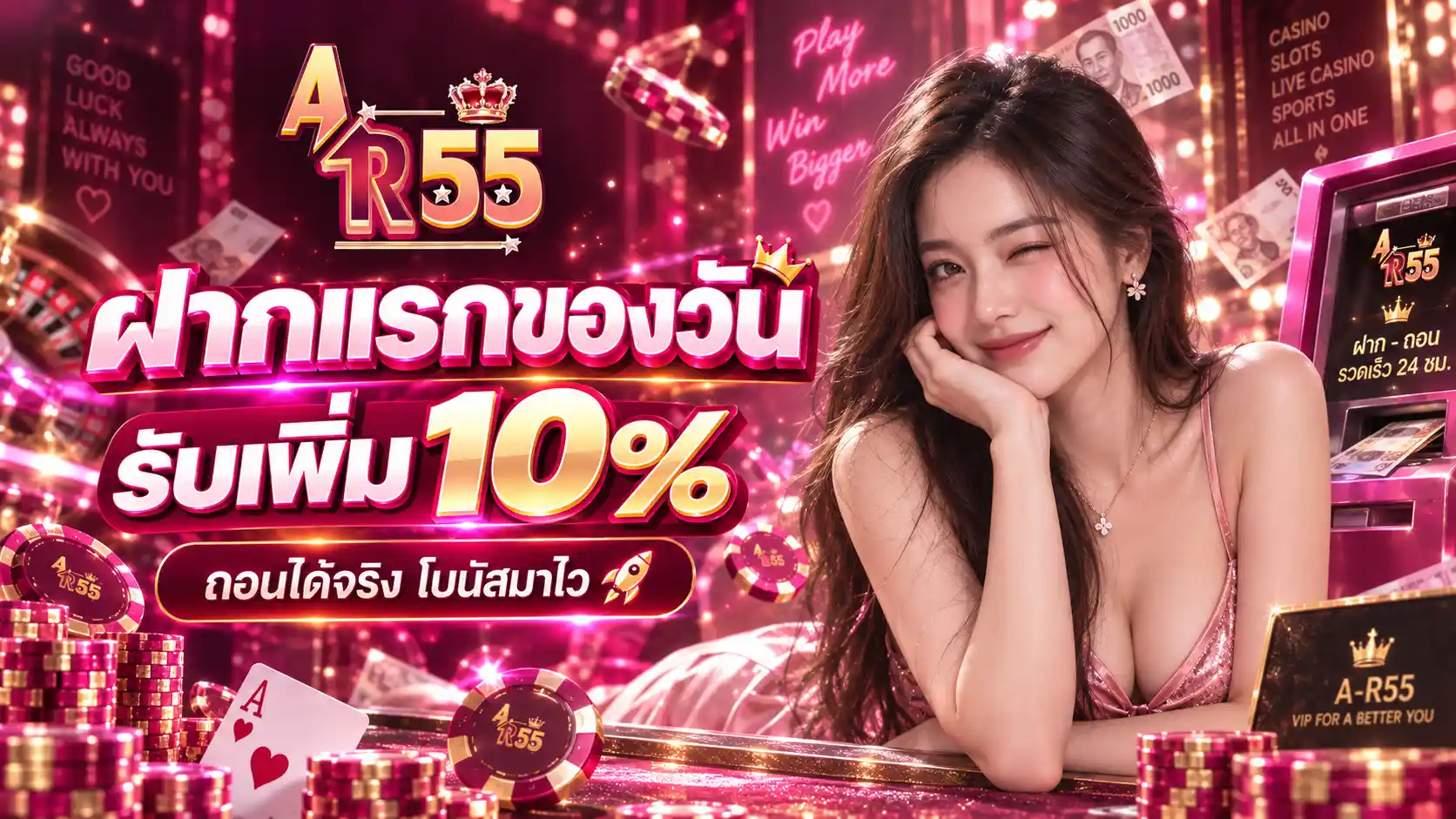 AR55 อัปแรงลุ้นทุกเกม คาสิโนออนไลน์ระบบไว ฝากถอนออโต้ 24 ชั่วโมง